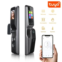 best selling tuya smart app control automatic face recognition fingerprint wifi door lock with cats eye camera pst af90p