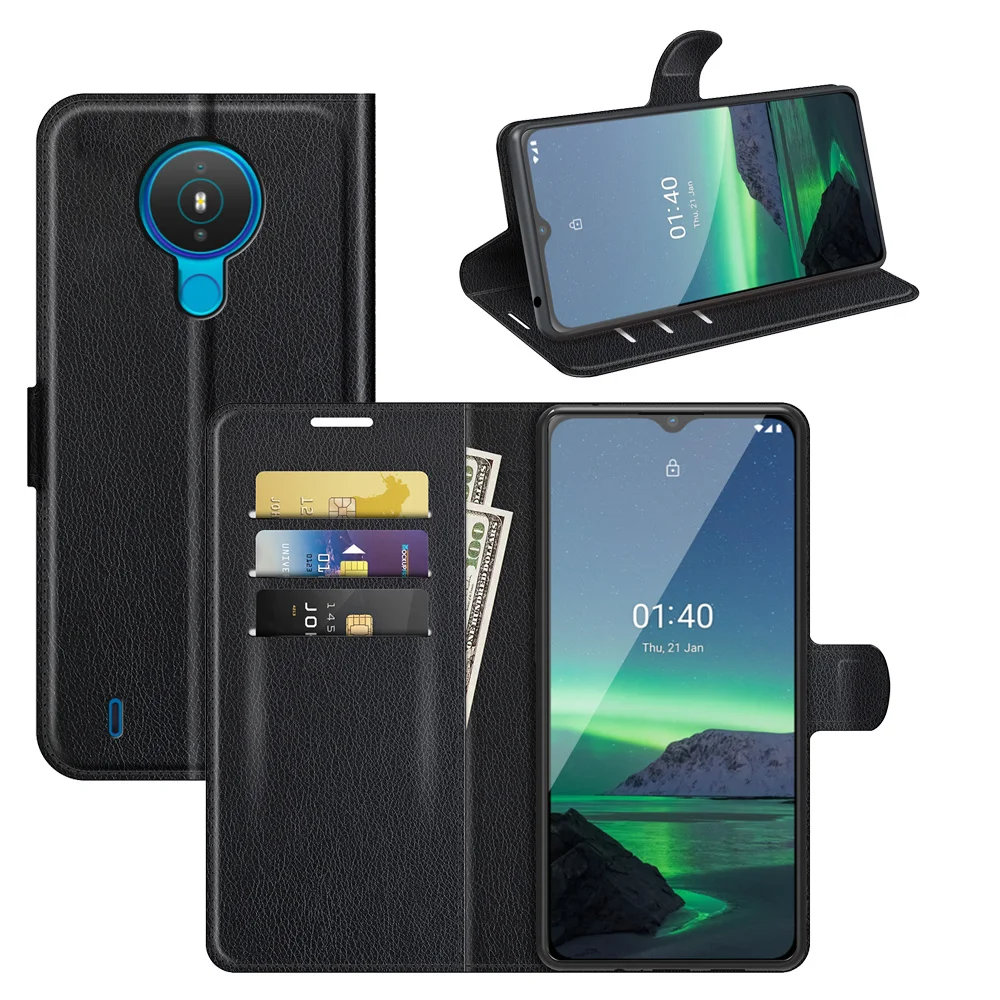 

Деловой Магнитный кожаный чехол-книжка с отделением для карт для Nokia 1,4