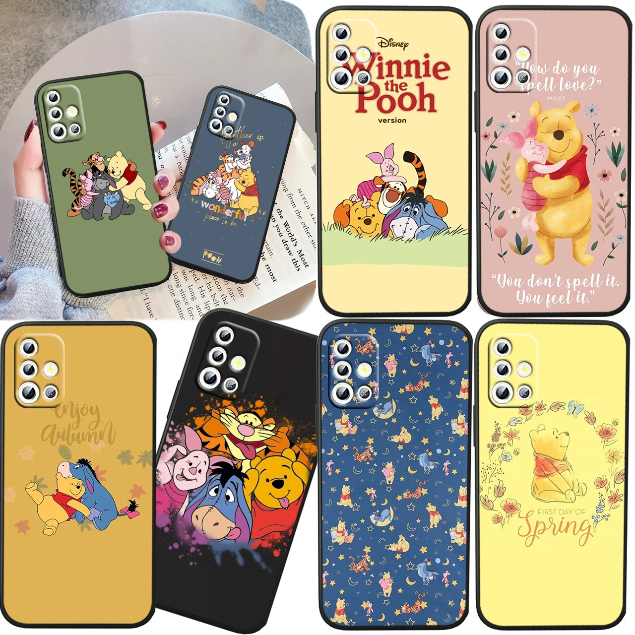 

Cute Disney Winnie Bear For Samsung A04S A81 A91 A71 A51 A41 A31 A12 A21S A01 4G 5G Silicone Soft Black Phone Case