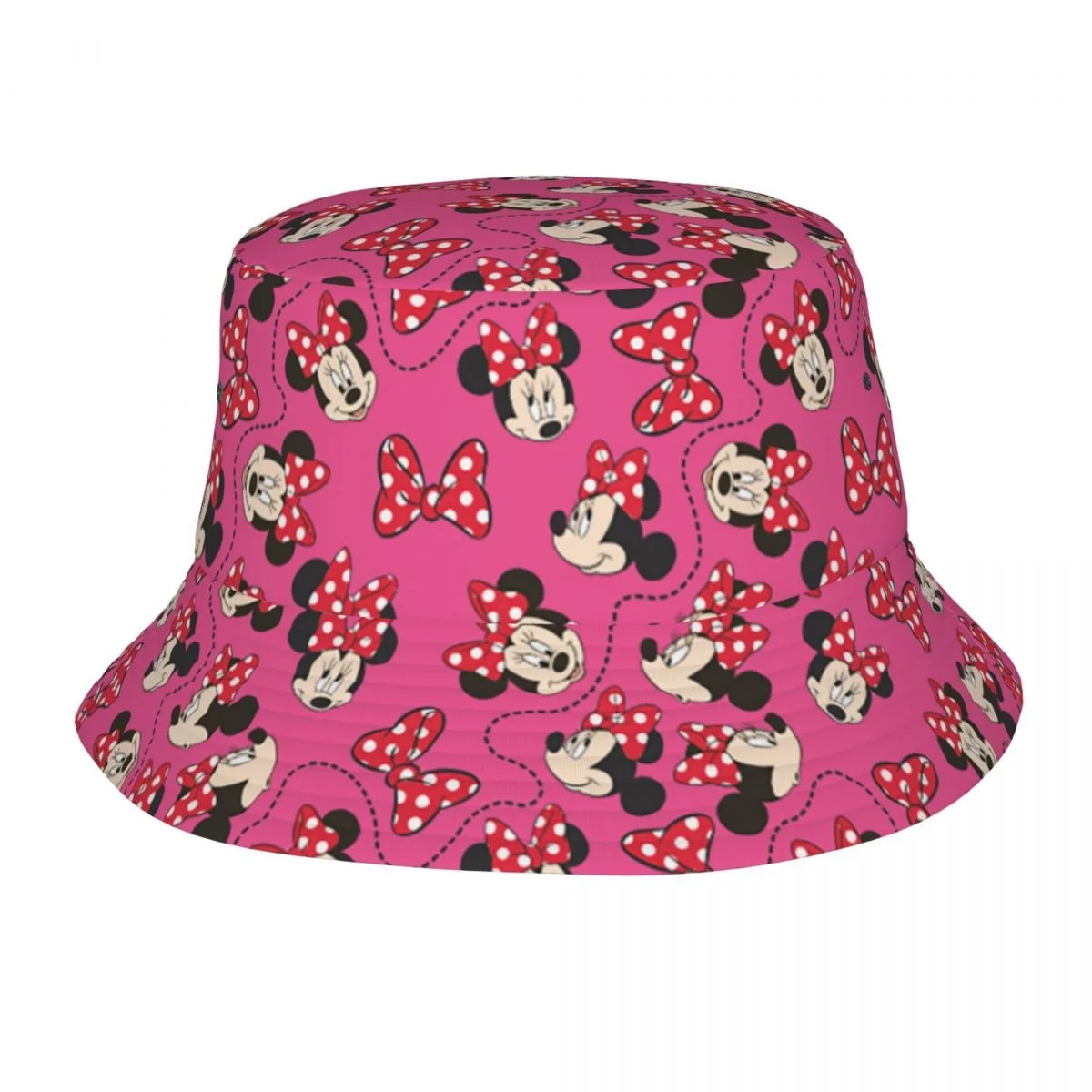 

Teen Bob Hats Mickey Mouse Minnie Pink Pattern Beach Hatwear Foldable Vacation Fisherman Caps Disney Ispoti Hat Gift Idea