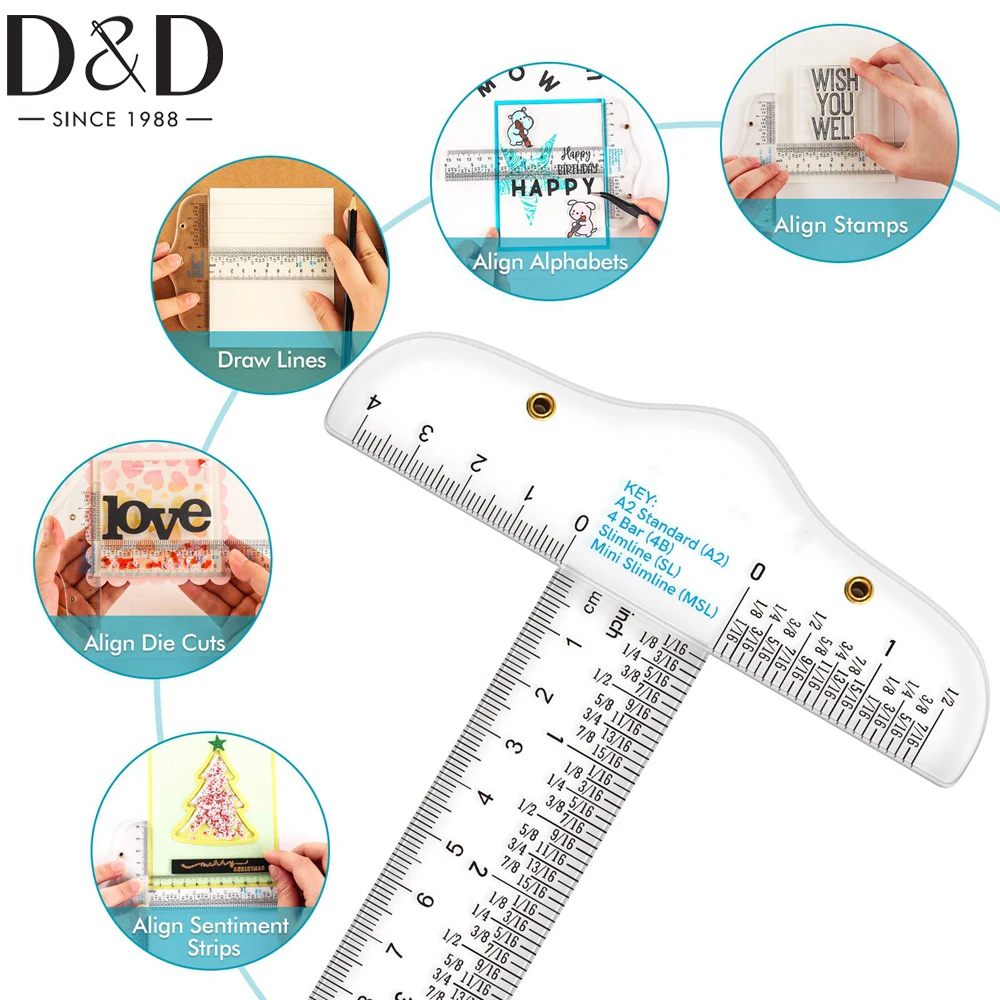 

6" Clear Acrylic T-Square Ruler for Easy Reference While Crafting T-Square Ruler Handtool In Both Inches& Metric Measurements