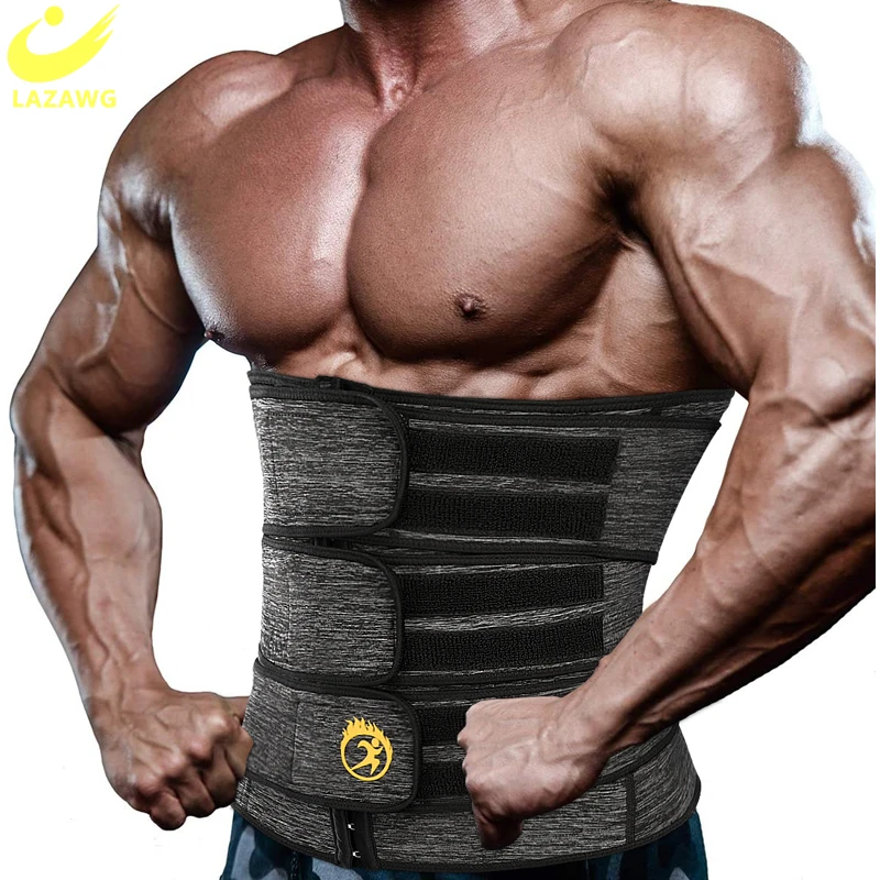 LAZAWG Mens Waist Trainer Male Abdomen Reducer Slimming Belt Body Shaper Bandage Wrap Workout Corset Belly Shapewear Trimmer
