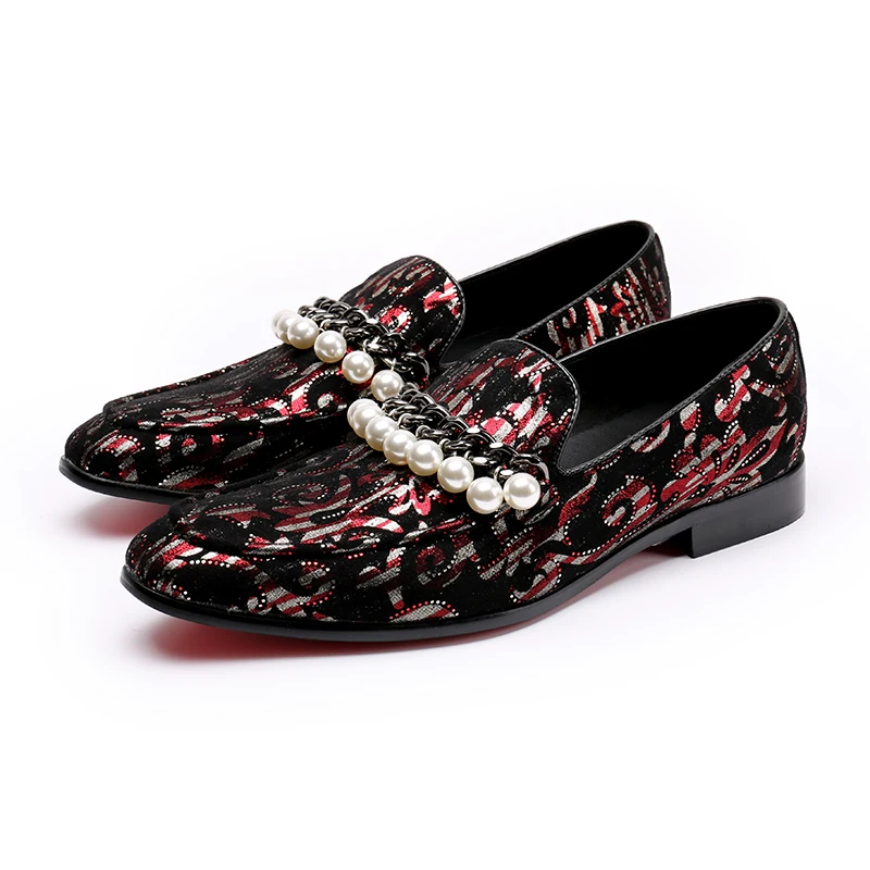 

2023 Italian Print Slip on Loafers Shoes Elegant Plus Size Round Toe Casual Shoes Original Genuine Leather Man Flats Shoes