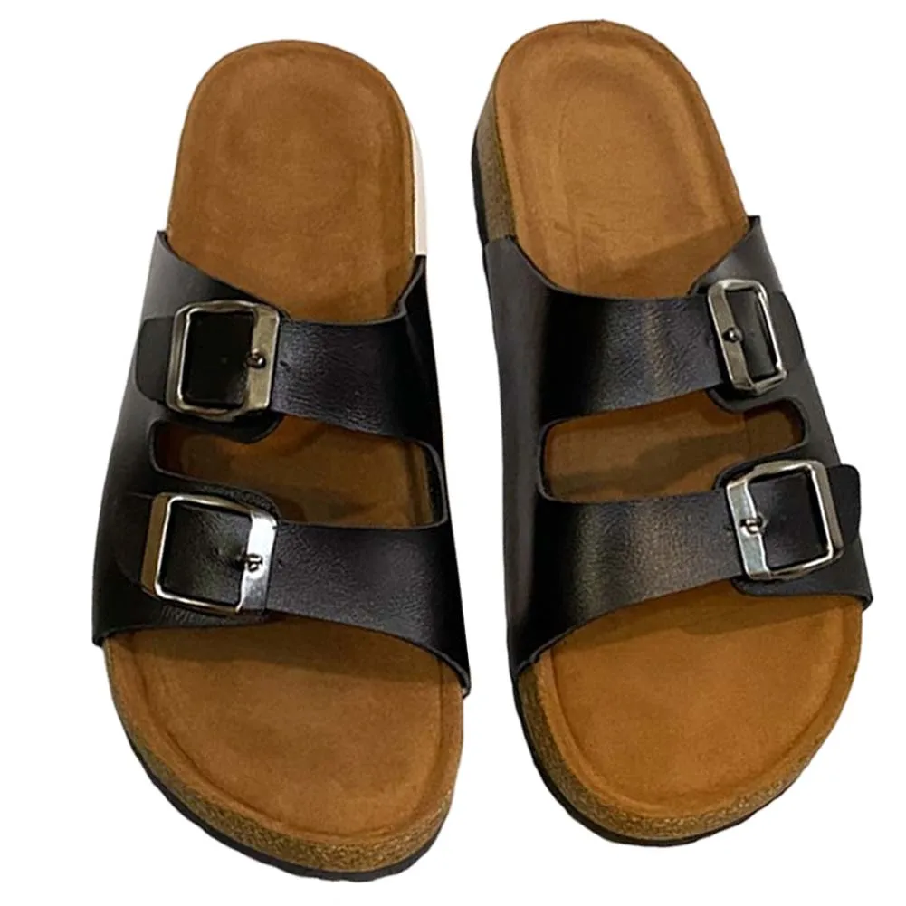 Summer Casual Slippers With Double Buckle Non-Slip Comfortable Beach Shoes For Outdoor Wear