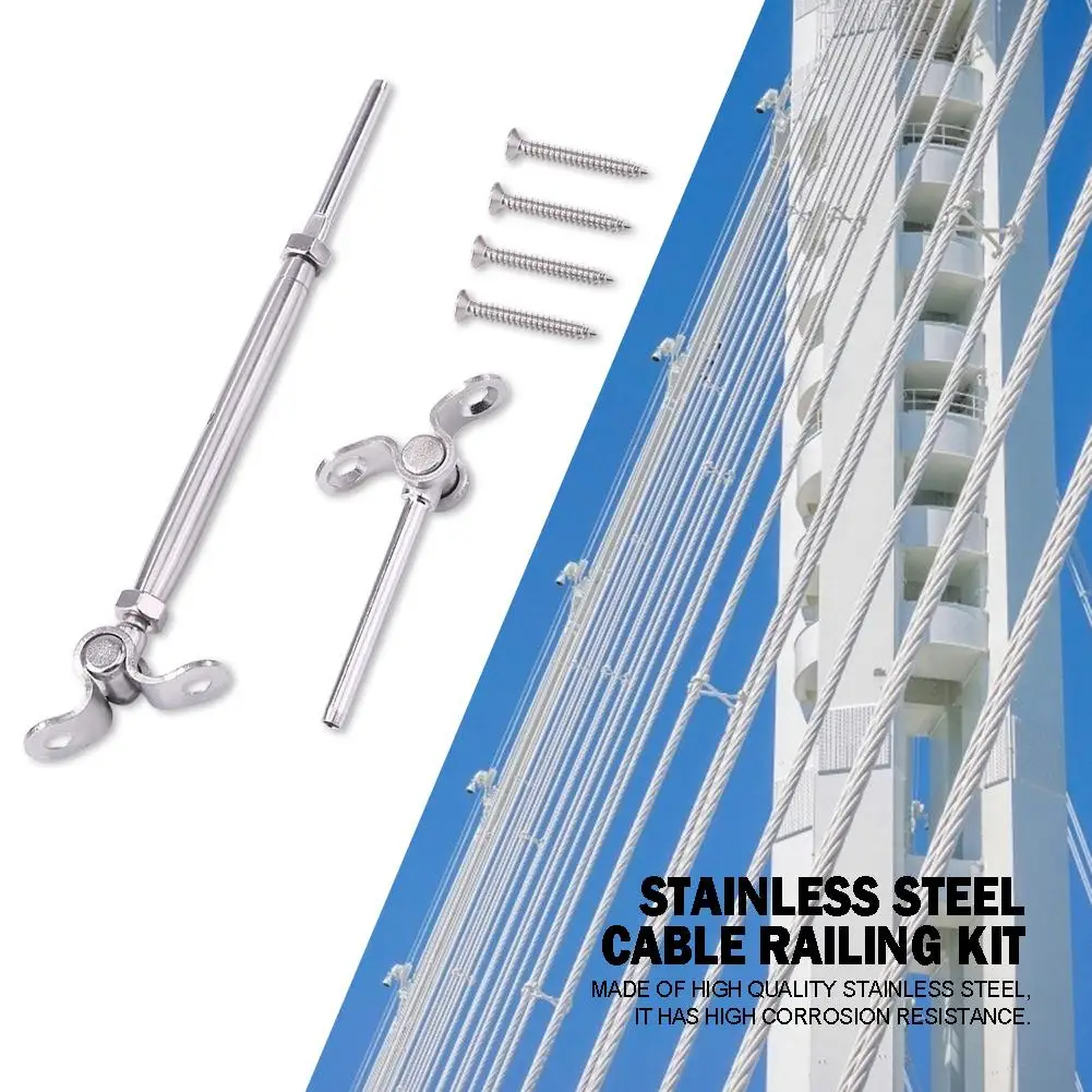 

5pcs 180 Degree Adjustable Cable Railing Kit Threaded Swage Stud and Stemball Swage Fitting Marine Grade Stainless Steel Tool