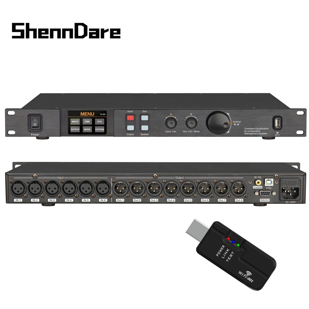 Профессиональный цифровой аудиопроцессор shennосе A808 8 в с 32 бит DSP 7-полосный