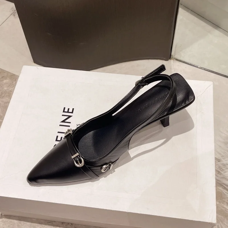 Новые черные туфли-лодочки на высоком каблуке для женщин с острым носком офисные