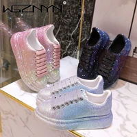 2021 autumn leather women shoes new style fashion platform shoes ins platforms sneakers tide shine bling rhinestone shoes