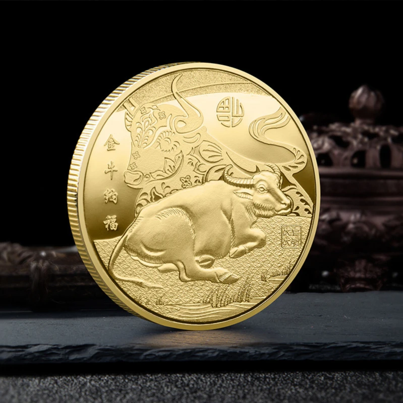 

Year of the Ox commemorative medal single gold-plated silver-plated imitation commemorative coin copy
