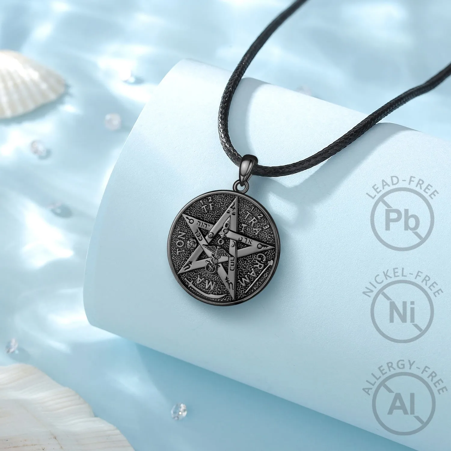 Eudora серебро 925 пробы пентаграмма ожерелья-руны для женщин мужчин черный амулет