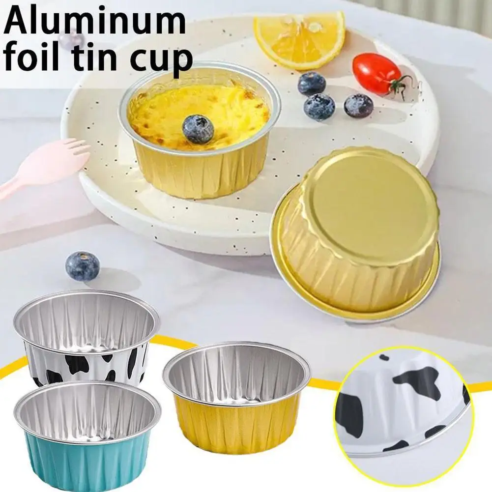 

1PC 125ml Aluminum Foil Cake Pan Round Shaped Cupcake Cup With Lids Flan Baking Pans Muffin Cups For Bakery Birthday Party S8D4