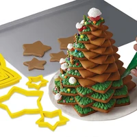 6pcsset christmas tree cookie cutter mold xmas plastic diy 3d new year biscuits gingerbread mould stamp baking tool 2022