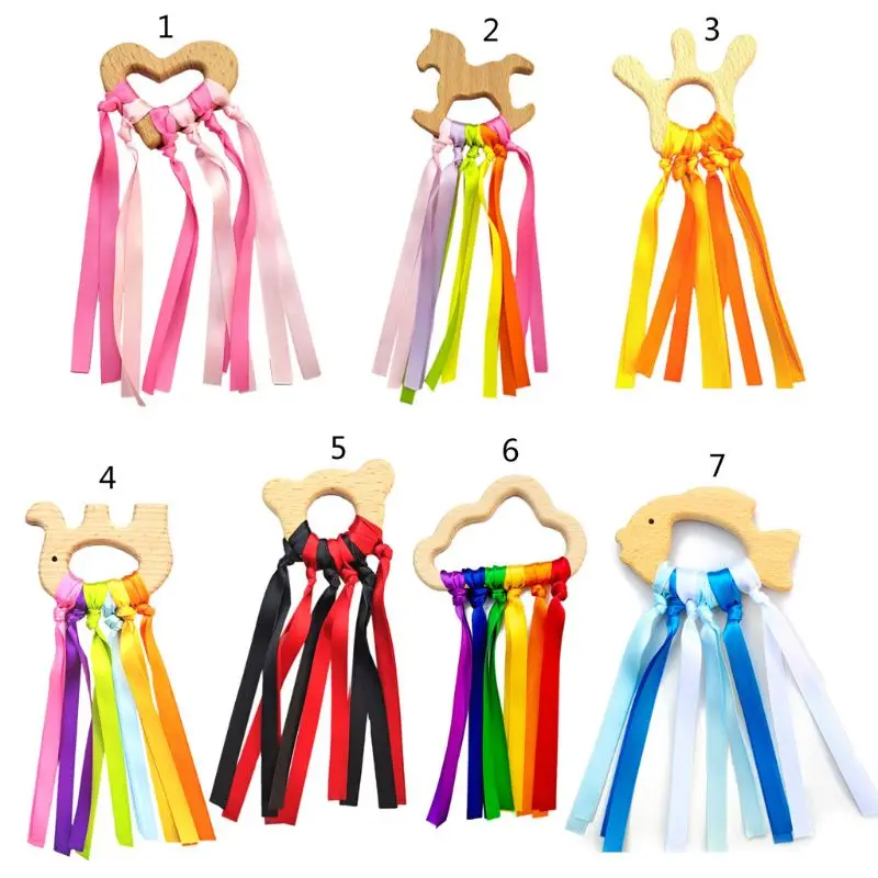 

Wooden Teethers Ribbon Tassel Dangle Ribbon Tassel Shaped Baby Teether Rodent Nursing Accessories for Newborn Baby G2AE