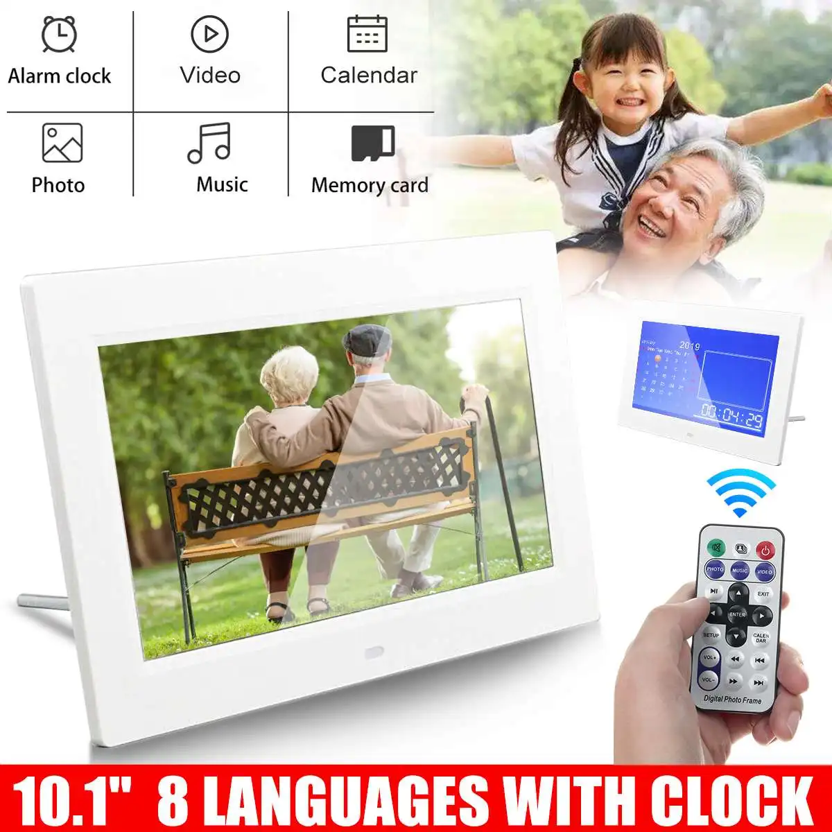 

Multifunctional 10inch Storage Capacity 32GB 1024 * 600 10inch Tablet Shaped Digital Clocks with EU US AU UK Plug Adapter