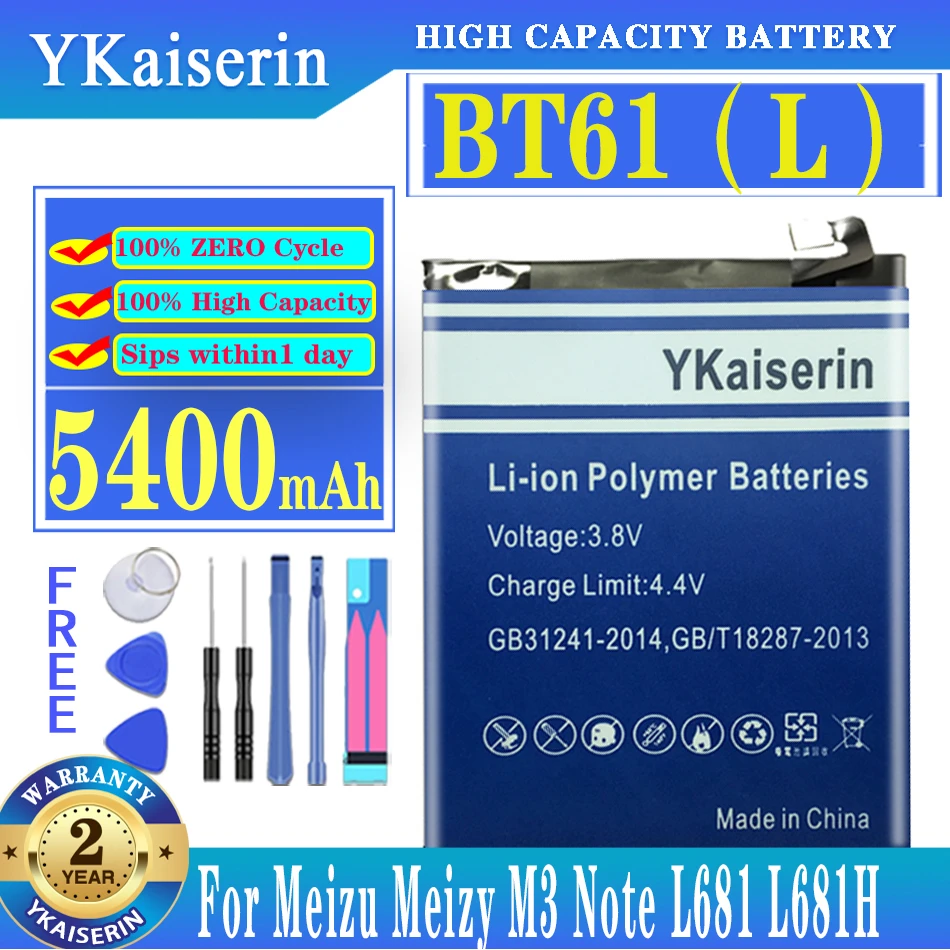 

Сменный аккумулятор ykaisсеребрин BT61 (L M Ver) для Meizu Meizy M3 Note M3Note L681 L681H M3 Note M681 M681H аккумулятор + Бесплатные инструменты