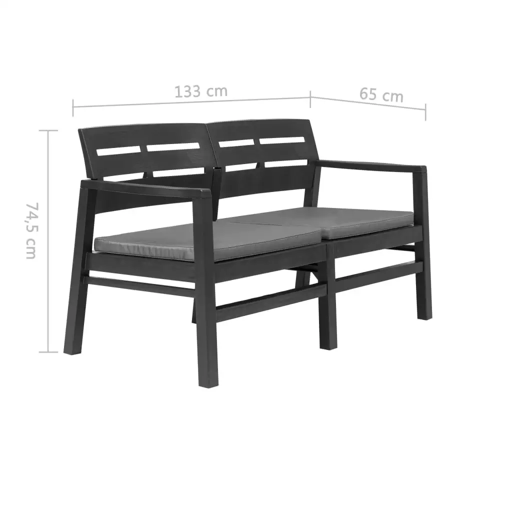 

Patio Outdoor Bench Deck Outside Porch Furniture Balcony Lounge Home Decor 2-Seater with Cushions 52.4" Plastic Anthracite