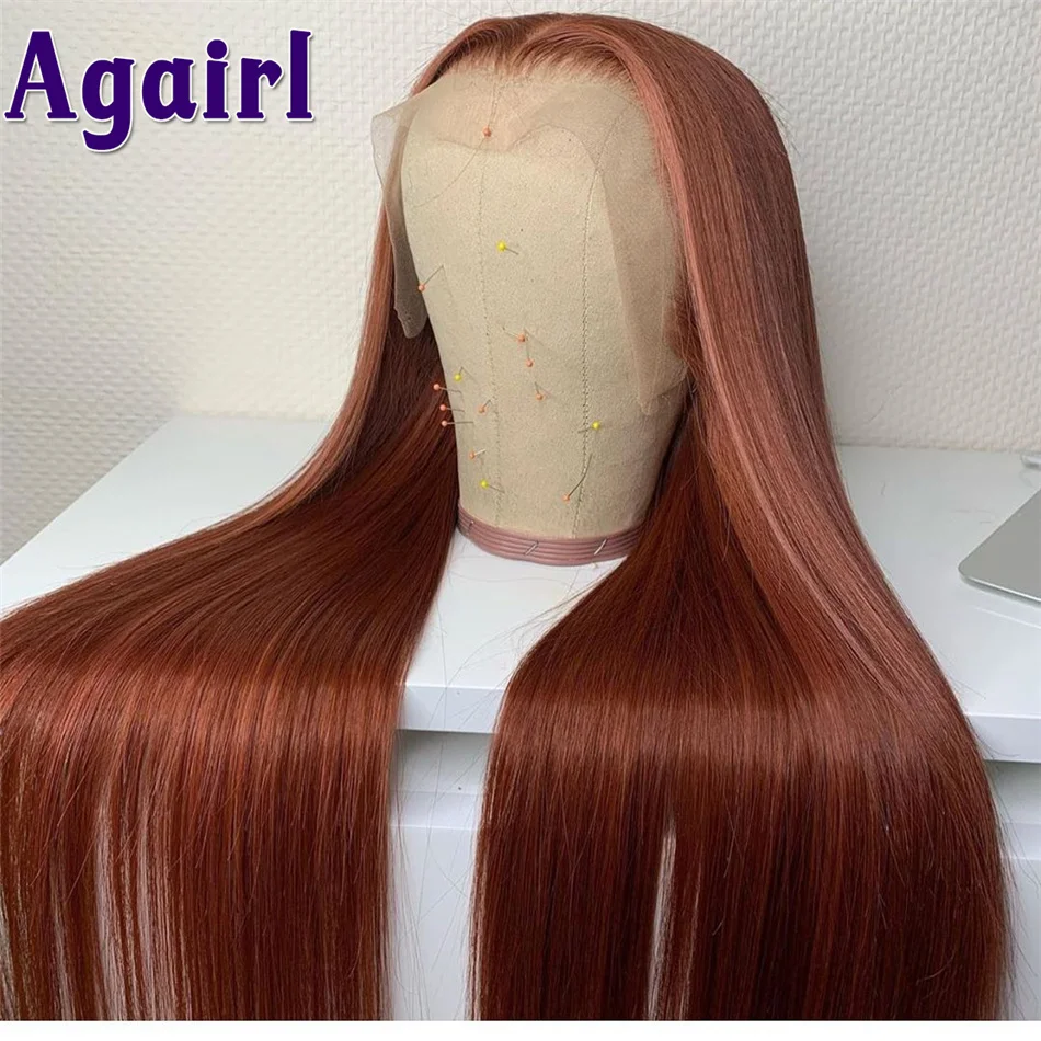 32 Inch Chocolate Brown Straight Lace Front Human Hair Wigs Red Brown 13x6 13X4 Lace Frontal Wig Ginger Orange 5X5 Closure Wigs