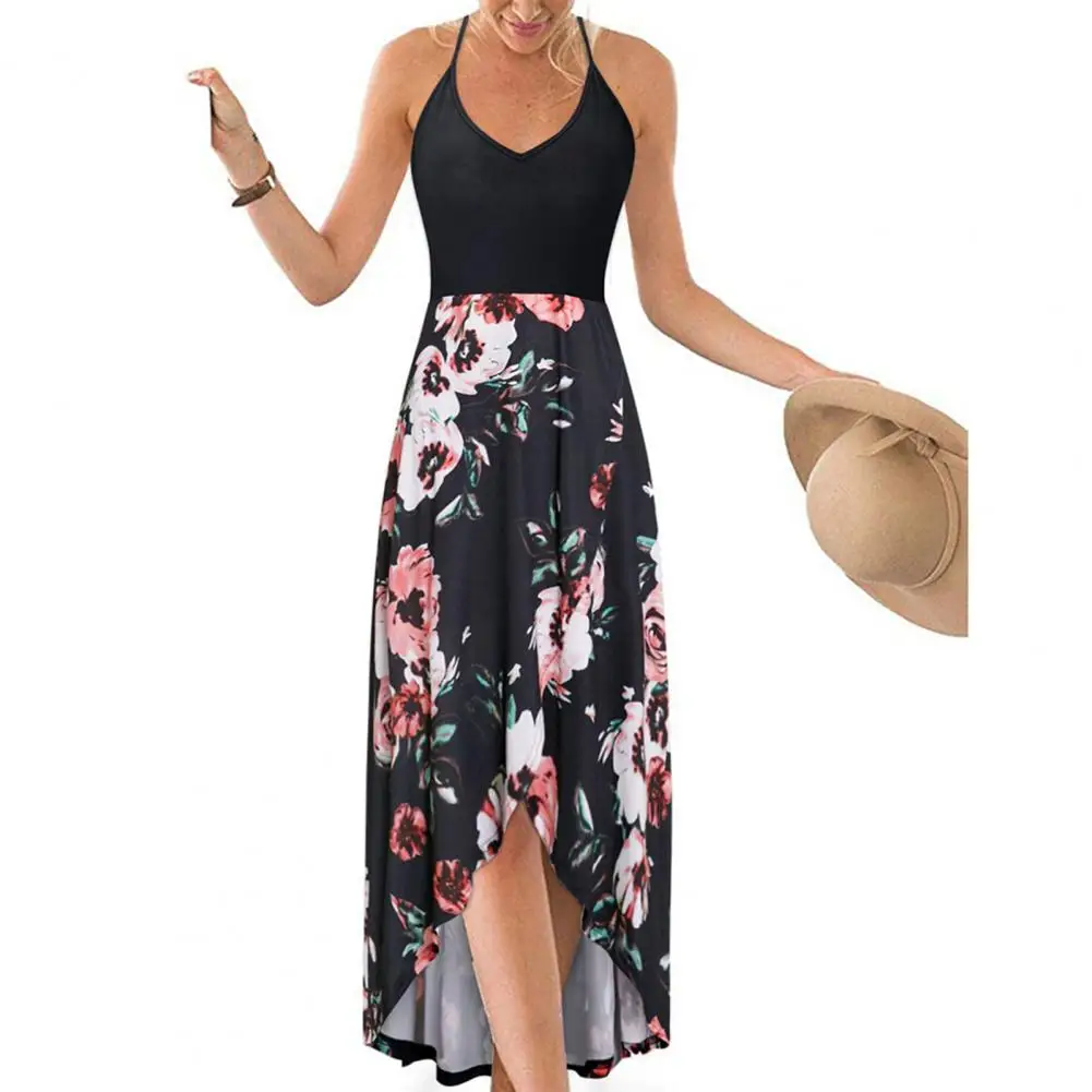 

Stylish Summer Dress Flower Printed Soft Summer Vacation Summer Dress Patchwork Women Summer Dress Female Clothes