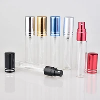 50pcslot 5 10 15ml transparent thin glass spray bottle with gold sil sample vials portable mini perfume atomizer