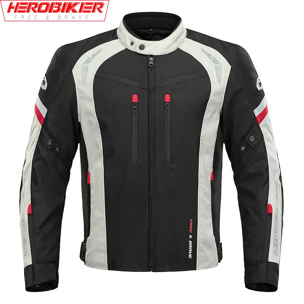 

HEROBIKER Men's Motorcycle Jacket Waterproof Four Seasons Wear-resistant Moto Coat Reflective Summer Breathable Winter Thermal