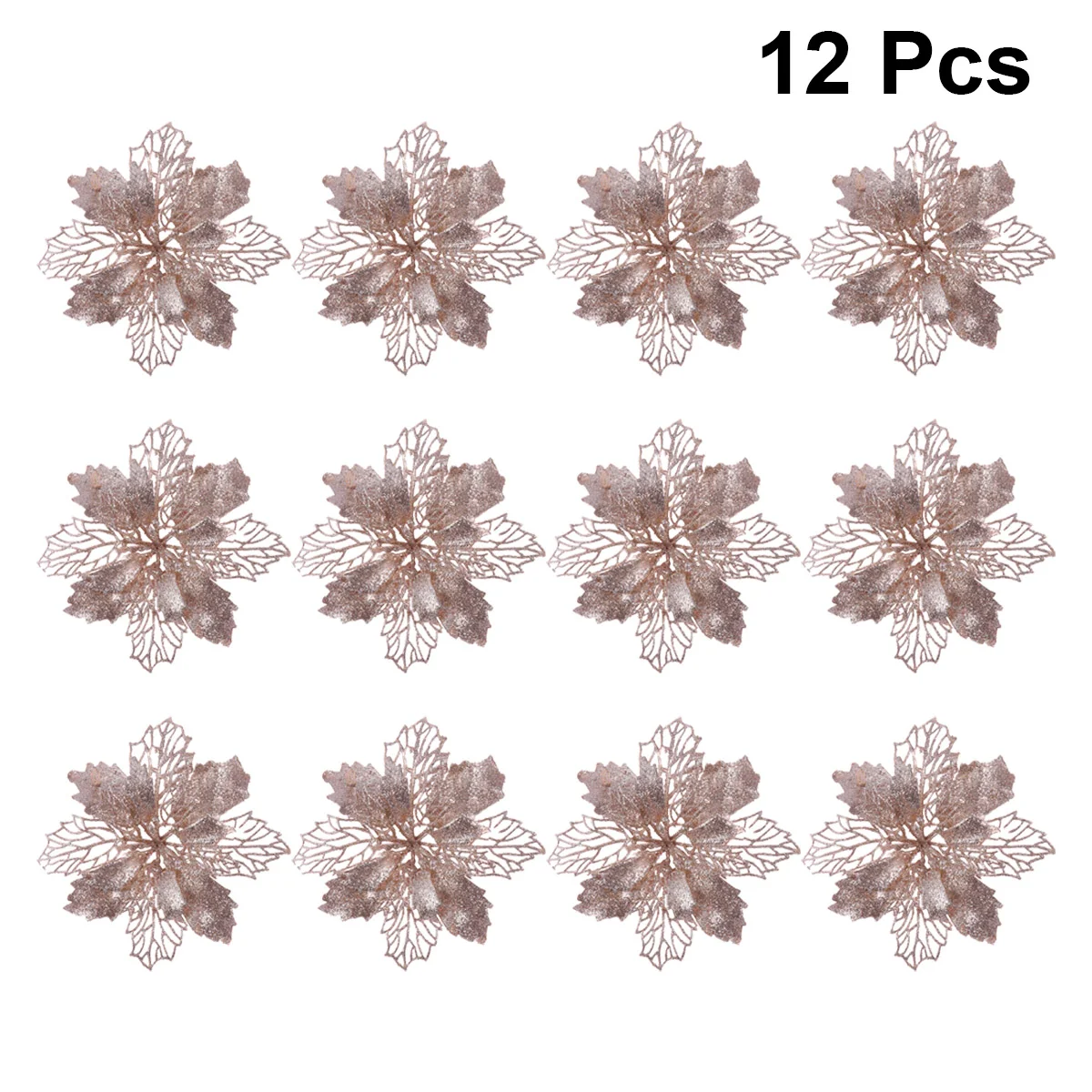 12 шт. блестящие пуансеттийские цветы полый фотоподвесной кулон (Шампань) |