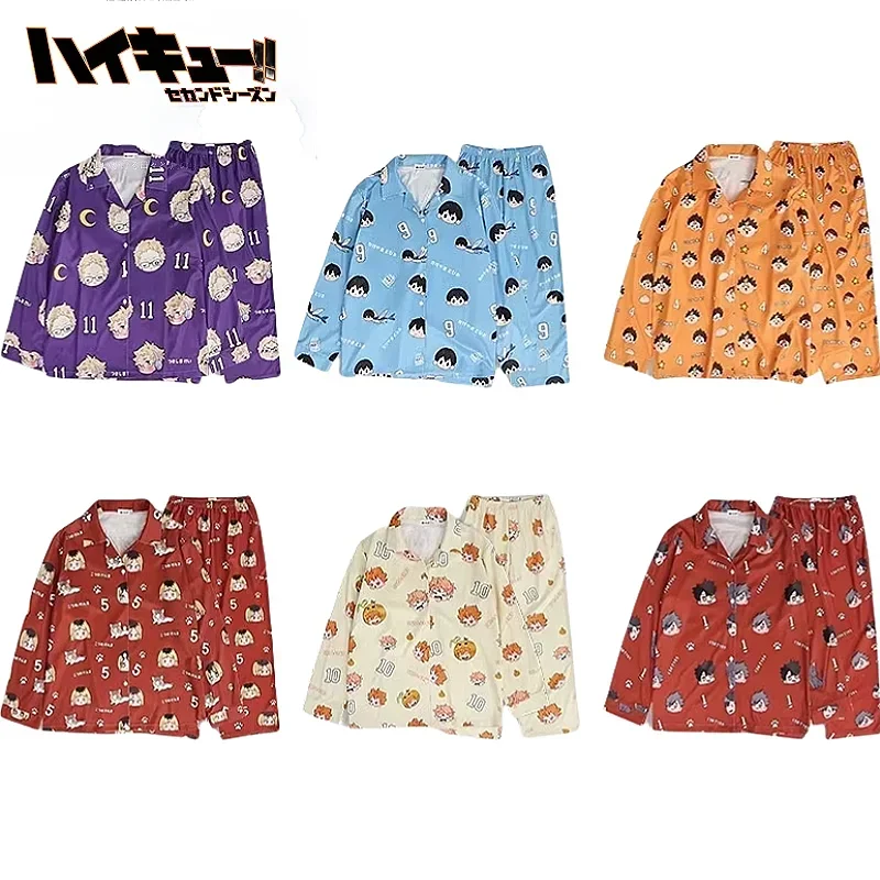 Haikyuu! Пижамный комплект Shoyo Hinata из ледяного шелка милый мультяшный кардиган с