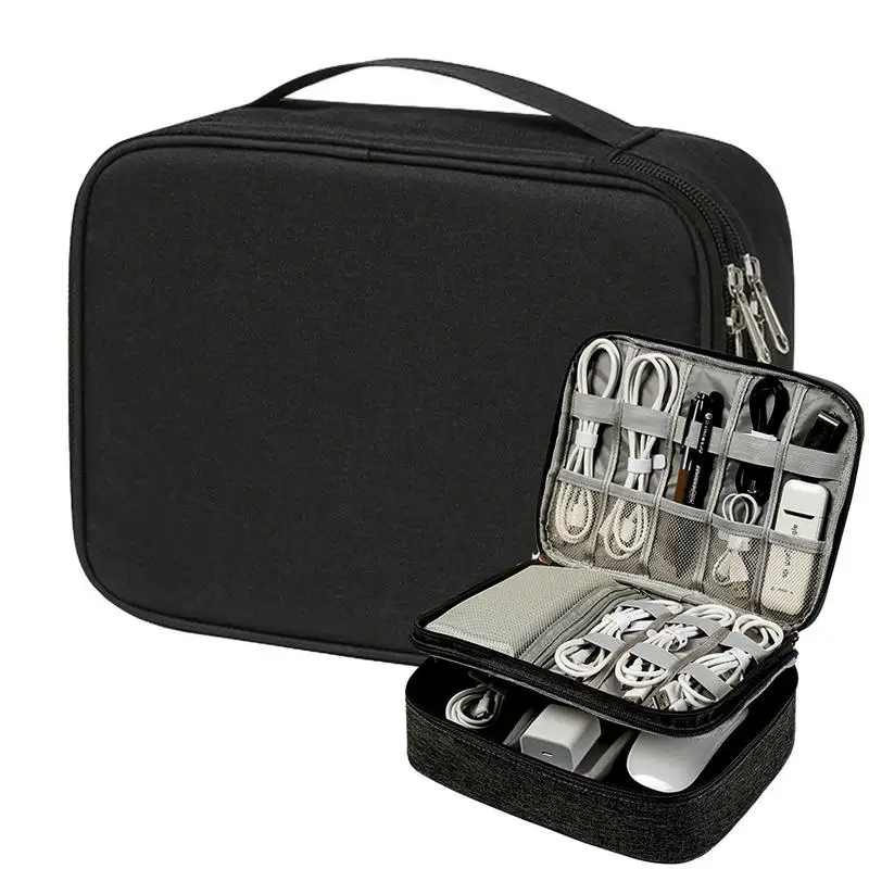 

3 Layer Cable Organiser Bag Compact Waterproof Electronics Organizer Case Travel Essentials Cable Storage Bag For Mini Camera