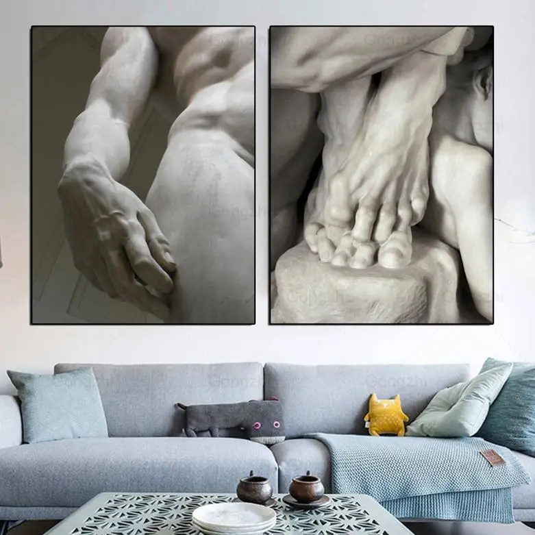 

Michelangelo Sculpture Art Posters and Prints Nordic David Hand Statue Canvas Prints Gallery Wall Paintings Home Decor Bedroom