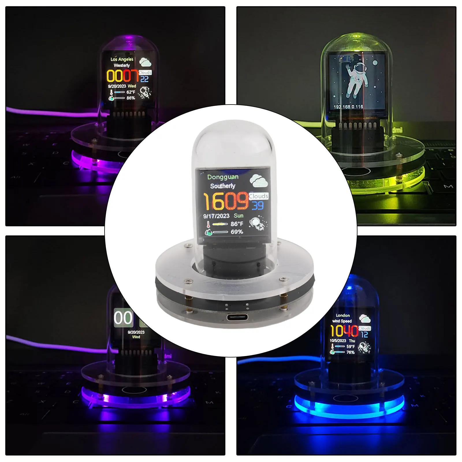 Tube Clock Smart Wifi Glow Diy Clocks Cyber-punk Style Cyfrowy zegar stołowy Wyświetlacz wizualny Wymienna automatyczna aktualizacja