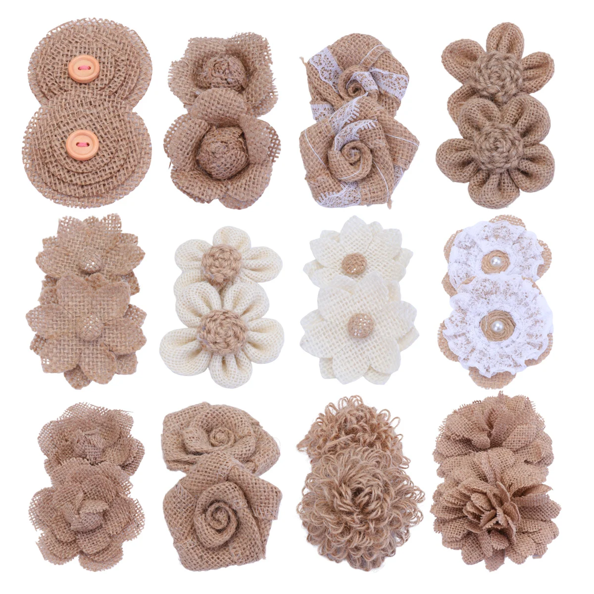 

Burlap Flowers Jute Flower Craft Wedding Lace Roses Rustic Handmade Diy Bows Christmas Decoration Vintage Ribbon Natural Rose