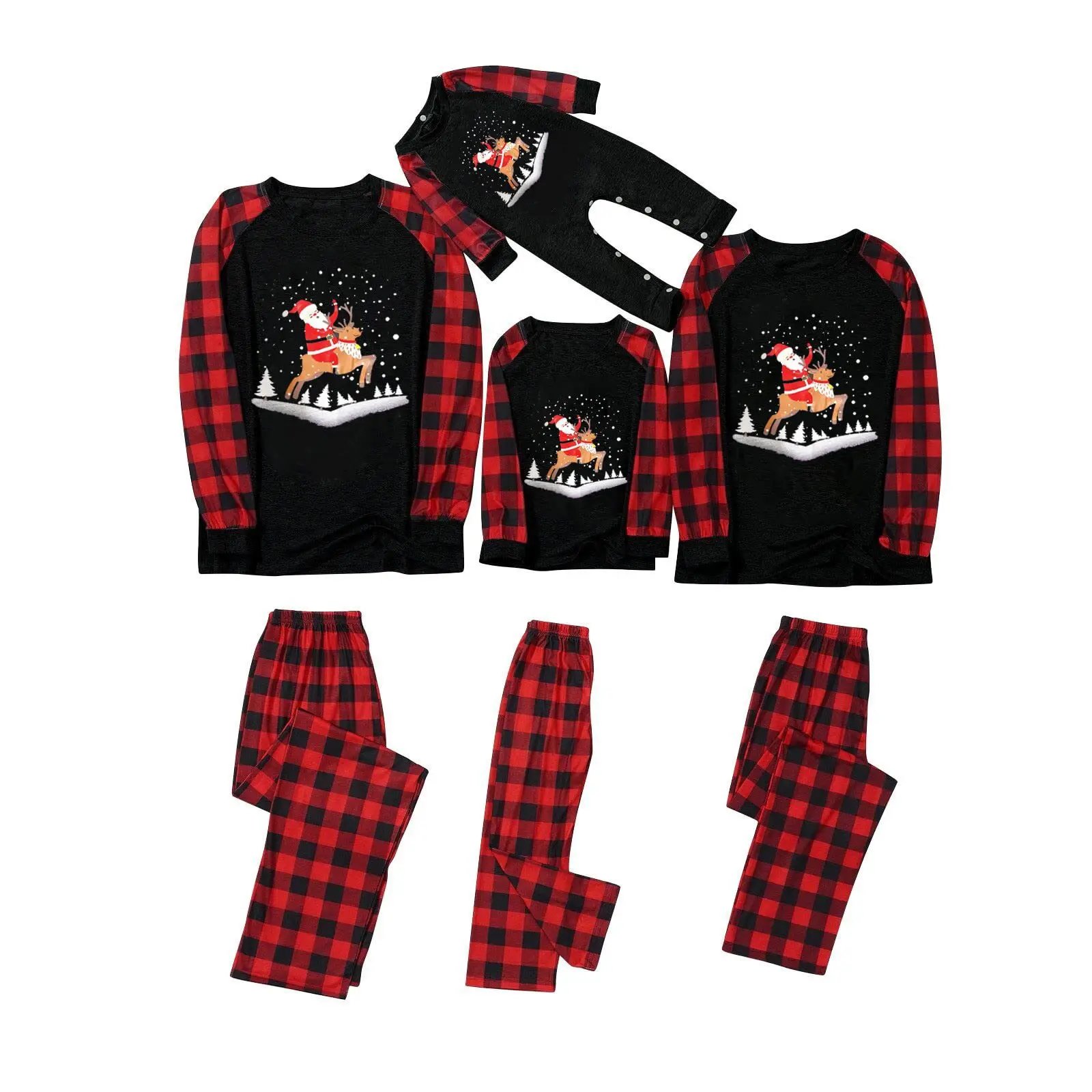 

2022 christmas pajamas family Print cartoon checked pyjama noel for the family couples matching clothing set