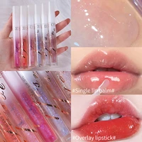transparent crystal jelly lipgloss shiny clear mirror moisturizing lip balm glitter liquid lipstick lip oil fruit taste lip tint