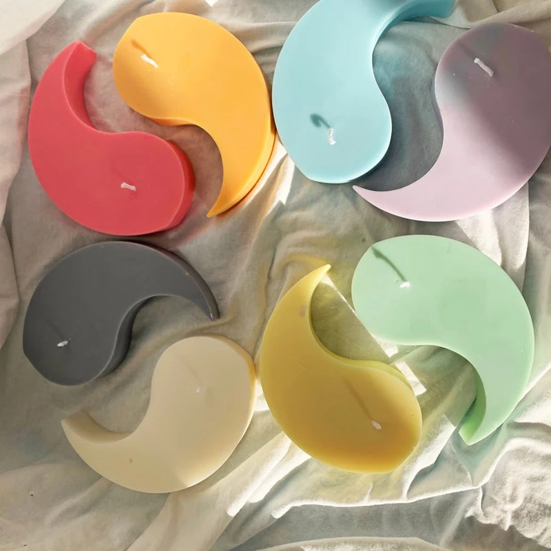 

D0078 BEAUTY 50% half New Design Home Decorating Craft Tai Chi Candle Mold Aromatic Candle DIY Yin Yang Silicone Mold