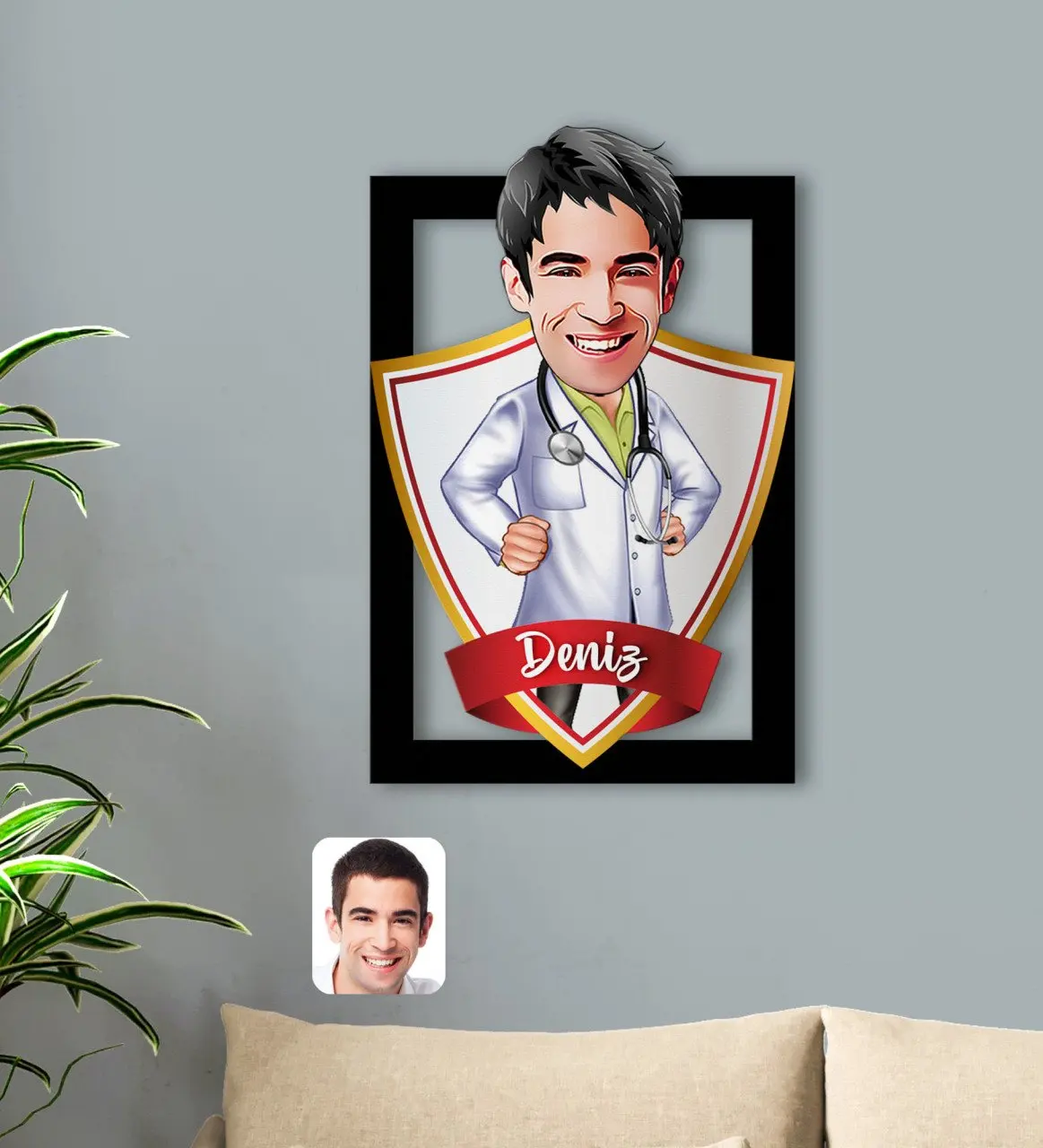 

Personalized Is Male Doctor Caricature OF 3D Wood Tablo-1