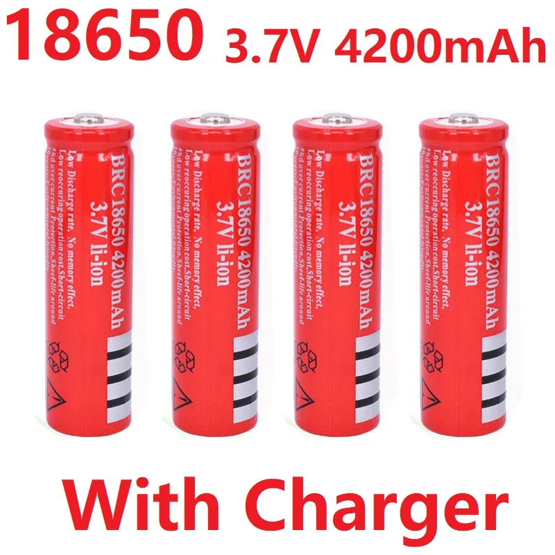 

Литий-ионная аккумуляторная батарея 18650, 3,7 в, 4200 мАч с зарядным устройством, оптовая и розничная продажа, широко используется в фотолампах, ф...
