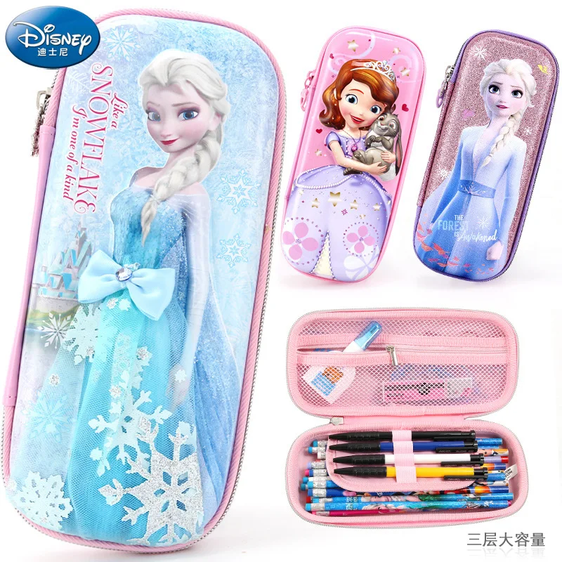 

Disney Ice Pencil Case for Primary School Students Aisha cute pencil case large capacity quicksand girl Frozen Snow White Sofia