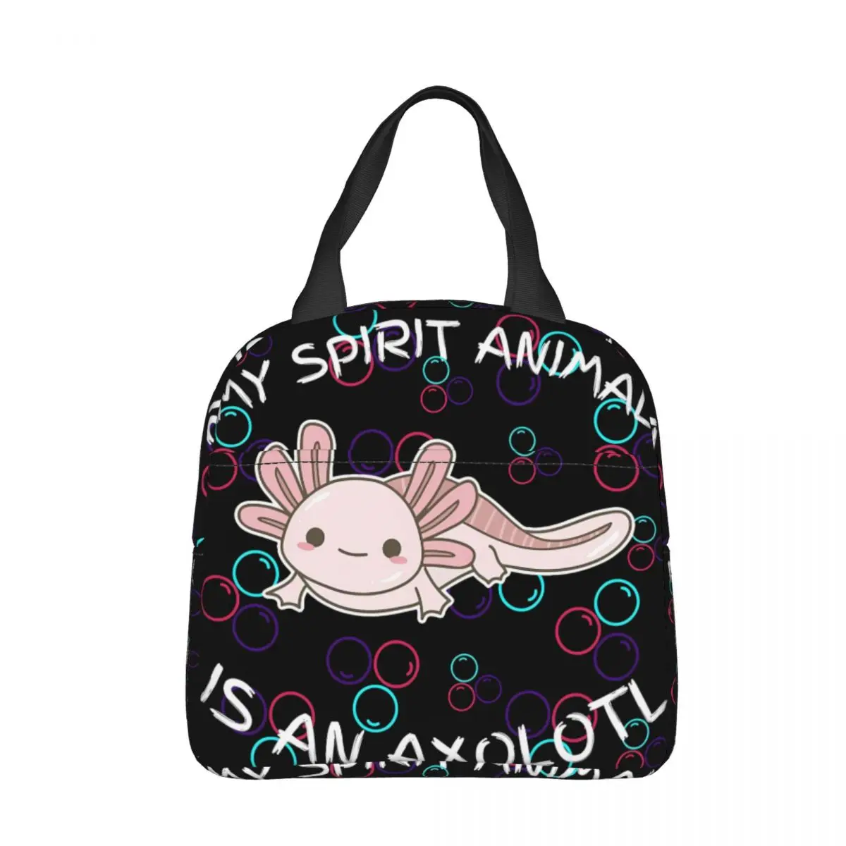 

My Spirit Animal Is An Axolotl Pattern Cooler Lunch Box Axolotl Pet Animal Mountaineering Thermal Insulation Portable Food Bag