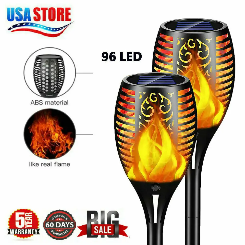 

[Flash Deal]Lamp Garden Pathway Dancing Flickering Yard 96 LED Solar Flame Tiki Torch Light[US Stock]