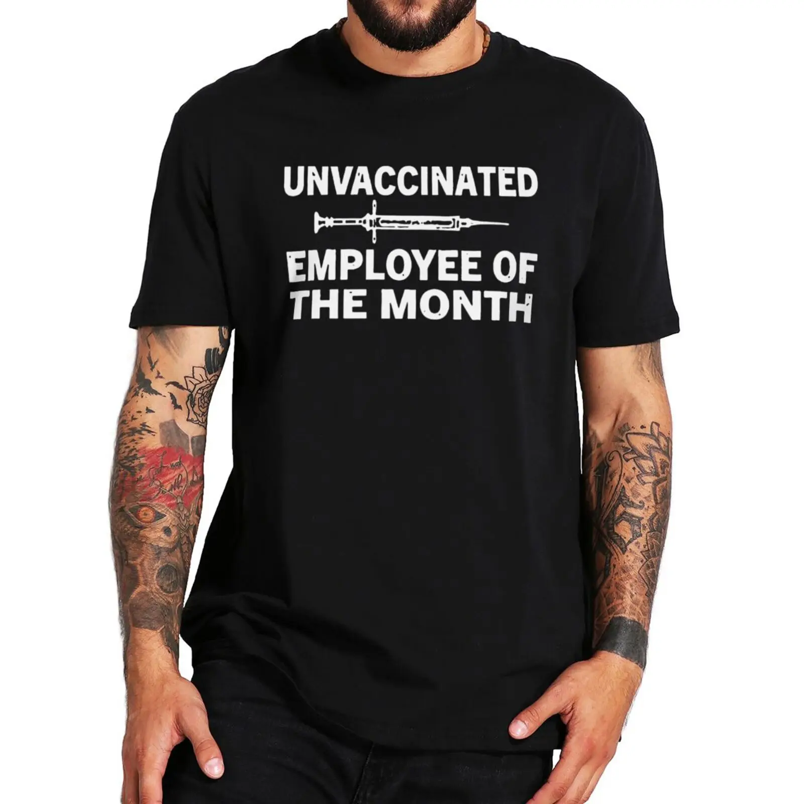 

Unvaccinated Employee Of The Month T Shirt Funny Vaccine Anti Vaccination Gift Tops Unisex Summer Soft Summer Cotton T-shirt