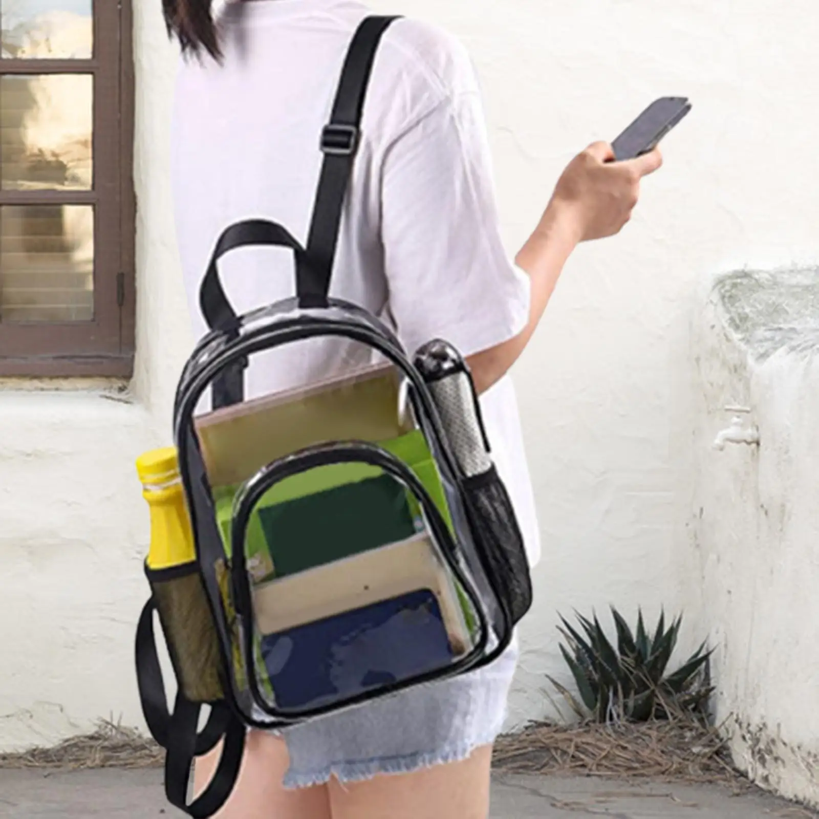 

PVC Clear Backpack Daybag Rucksack with Pocket Transparent Bag Organizer for Women Men Unisex Adults Workplace Concert Camping