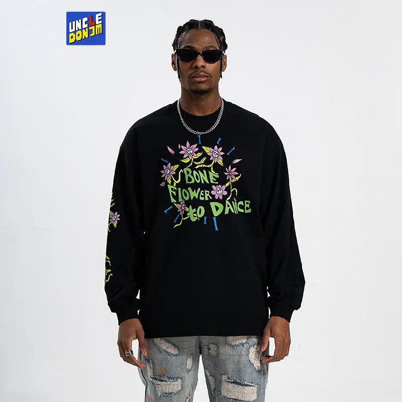 

UncleDonJM Floral Printed Cotton Long-sleeved T-shirt Harajuku Mens T Shirts New Arrivals 2023 Men Spring and Summer O-Neck To