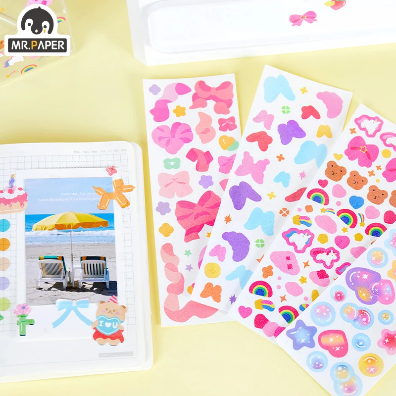 

Mr Paper 8 Designs 1 Pc/bag Ins Style Colorful Bubble Series Hand Account DIY Deco Collage Material Plain Sheet Laser Stickers