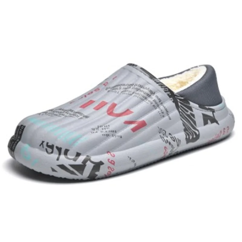 

DAFENP Waterproof Winter Shoes Men Indoor Slippers Warm Plush Lovers Home Slipper Thick Sole Female Kitchen Working Shoes