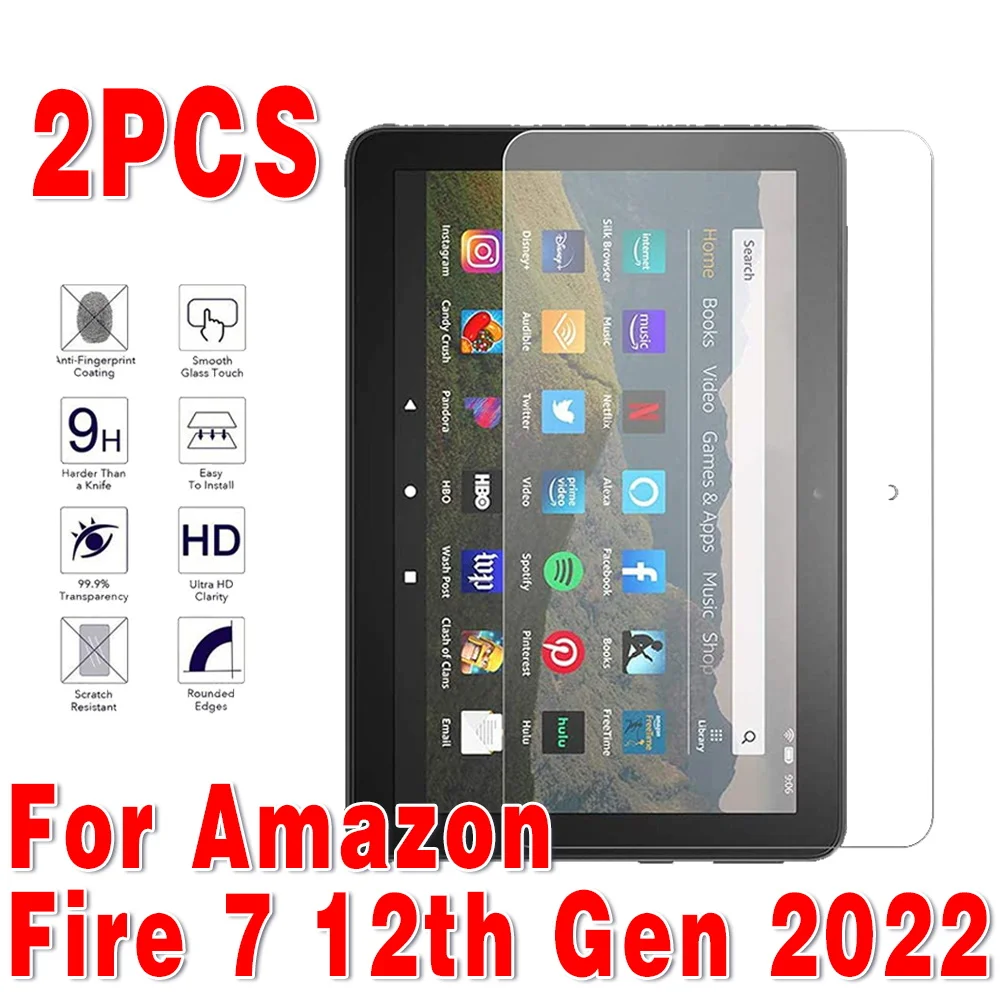 

2 шт., защитная пленка для экрана планшета Amazon Fire 7 12-го поколения, 2022 покрытие, защитная пленка, закаленное стекло для огня 7 12-го поколения 2022