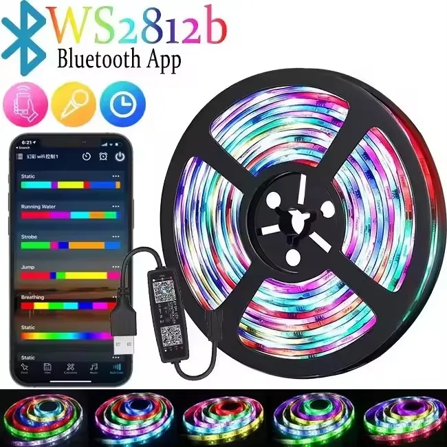 

Светодиодная лента KcoiiFun RGBIC 5В USB 1-30м