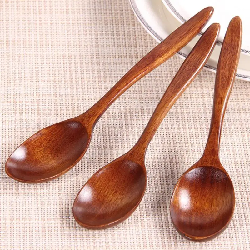 

2/4/5PCS Household Ramen Spoon Round Spoon Wooden Spoon Catering Soup Teaspoon Kitchen Cooking Utensil Tool 18cm Baby Eating