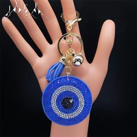 2022 turkish evil blue eye keychain lucky eye tassel bell bag accessories women alloy rhinestone key rings jewelry gift k2811s05