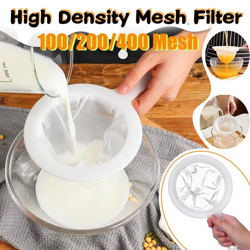 

100/200/400 Mesh Kitchen Ultra-fine Mesh Strainer Fruit and Vegetable Juice Sieve Wine Filter Nylon Mesh Filter 1Pc