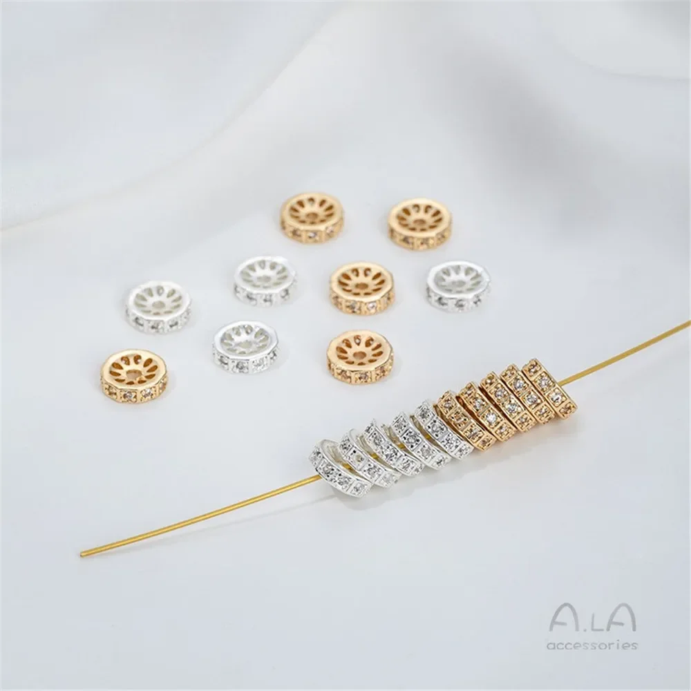 14-каратное золото яркое серебро инкрустированный цирконом круглая прокладка в