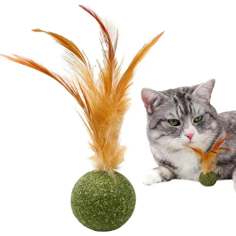 

Magic Cat Balls Cat Toys For Cats Lick Edible Kitten Catnip Feather Ball Safe Healthy Kitten Chew Toys Teeth Cleaning Cat Toys